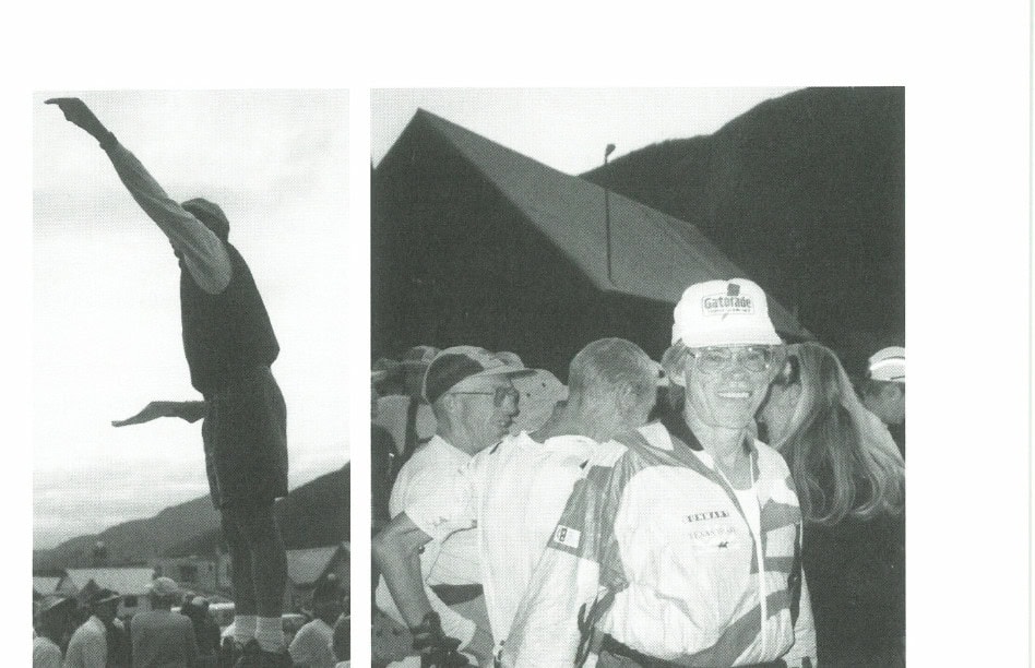My Most Unforgettable Ultramarathon 13 (Left) Race director Dale Garland ready to signal the start while standing atop the hardrock. (Right) Rich Limacher on 12th Street before the start. Just behind him (L to R) are Charlie Thorn, Hans-Dieter Weisshaar, and his wife Susi.