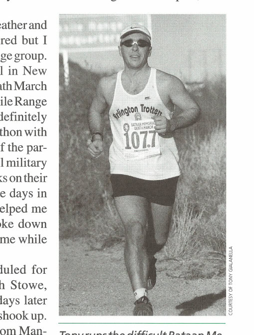 Marathons Across America 9 Tony runs the difficult Bataan Memorial Death March Marathon, a hard trail event on New Mexico's White Sands Missile Range.