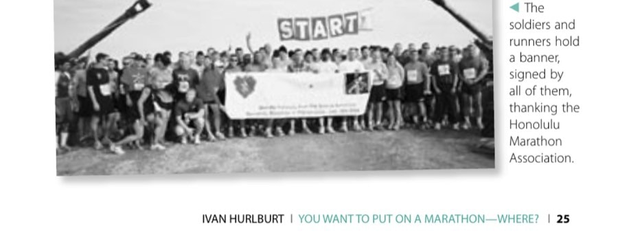 You Want to Put On a Marathon—Where? 19 The soldiers and runners hold a banner, signed by all of them, thanking the Honolulu Marathon Association.