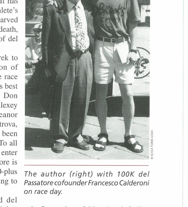 The author (right) with 100K del Passatore cofounder Francesco Calderoni on race day.