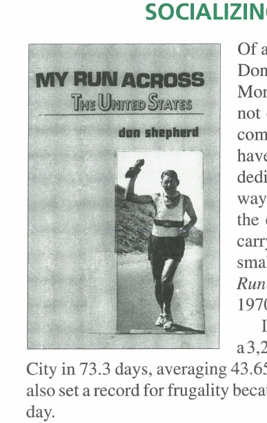 Cover of My Run Across the United States by Don Shepherd (TAFNEWS Press, 1970)
