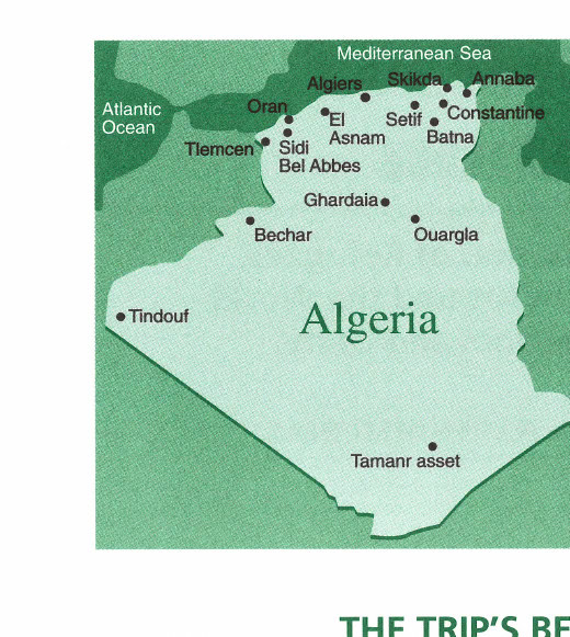 Map of Algeria showing Tindouf and other major cities.