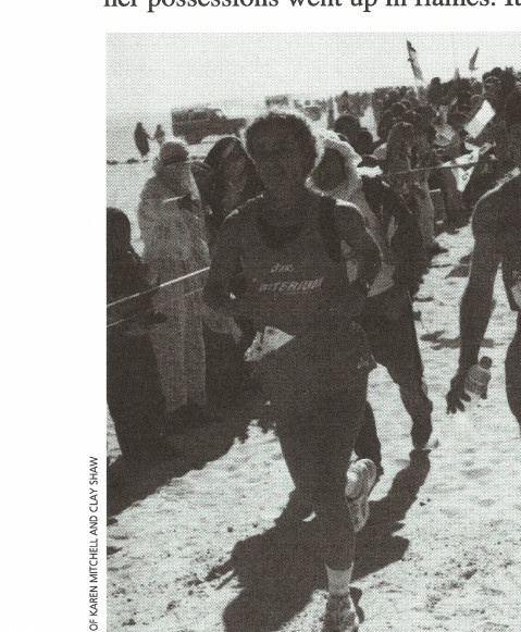 Rute Sousa of Portugal passes through the half-marathon point in the Aoserd camp. Sousa was the leading woman at this point.