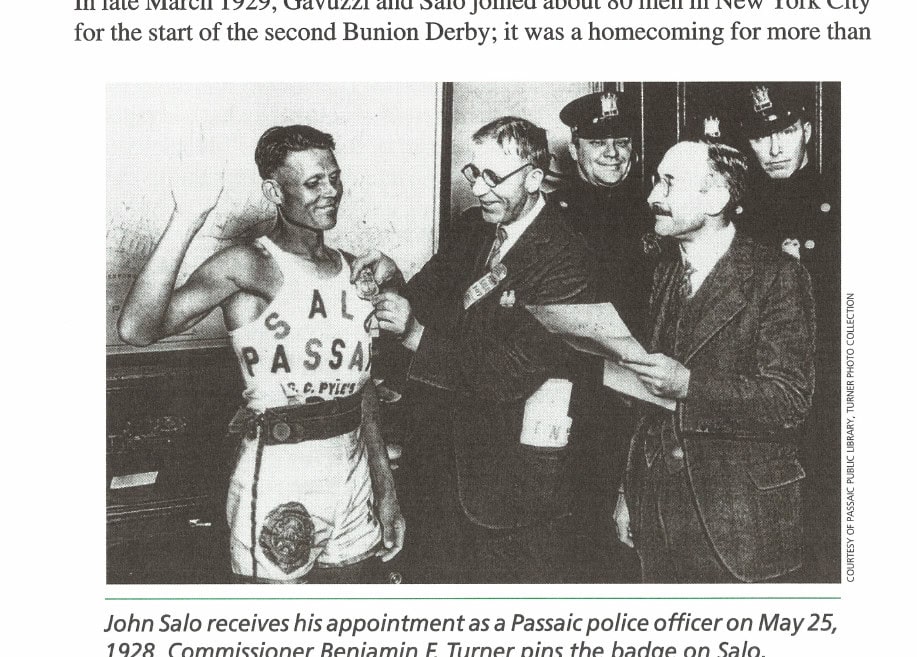 Courage and Endurance 3 John Salo receives his appointment as a Passaic police officer on May 25, 1928. Commissioner Benjamin F. Turner pins the badge on Salo.