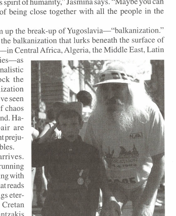 From Within the Ashes 10 A grandfather and marathoner along the course with a boy in World War II Serb Army outfit with medals.