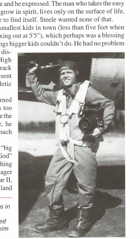 Steele flew 78 combat missions in WWII, including two landings behind enemy lines, and carried out rescue work that earned him a Bronze Star.