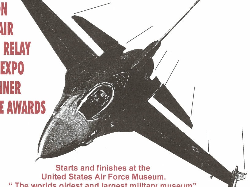 F-16 Fighting Falcon jet aircraft illustration for the Fourth Annual United States Air Force Marathon