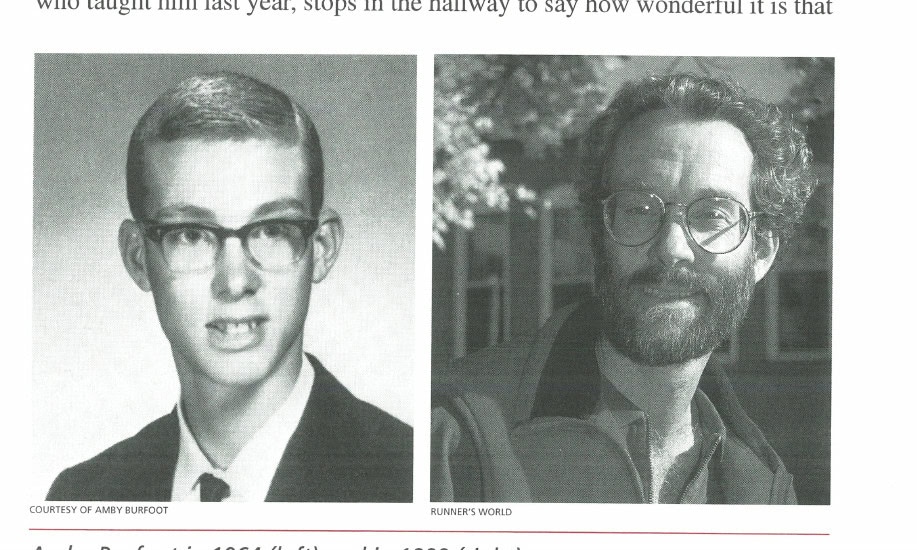 The Day of the Amby 8 Amby Burfoot in 1964 (left) and in 1999 (right).