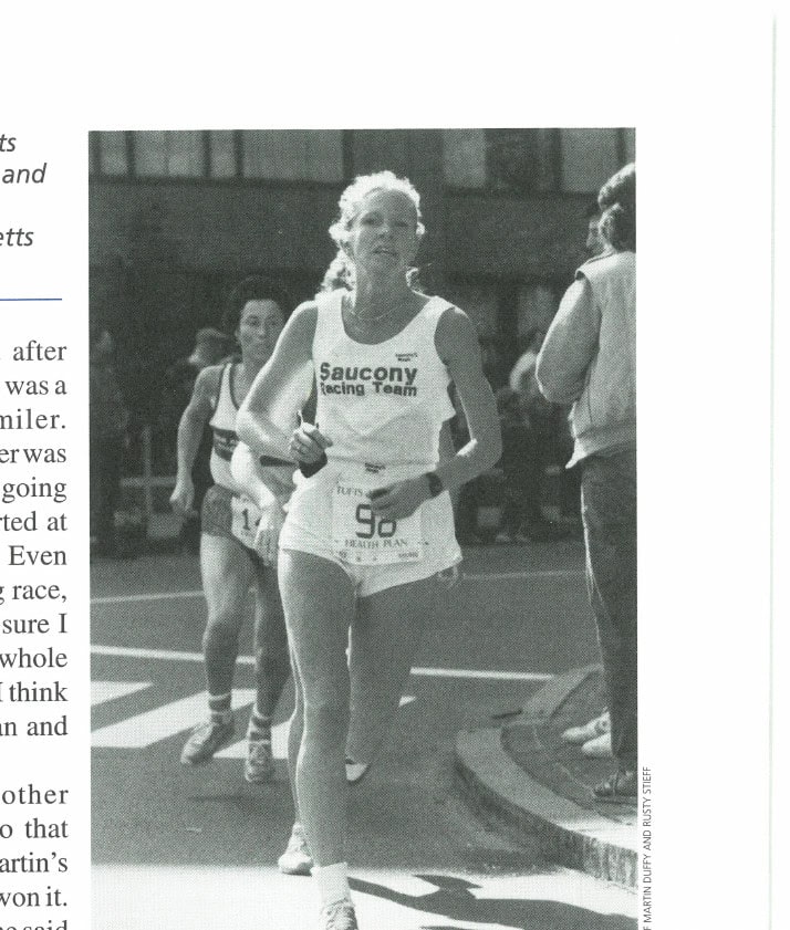 The Couple That Runs Together 13 Rusty in the 1986 Tufts Health Plan 10K. She and Martin have run the gamut of Massachusetts races.