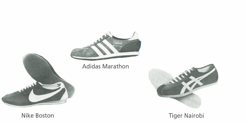 Some of the popular running shoes in the 1970s.