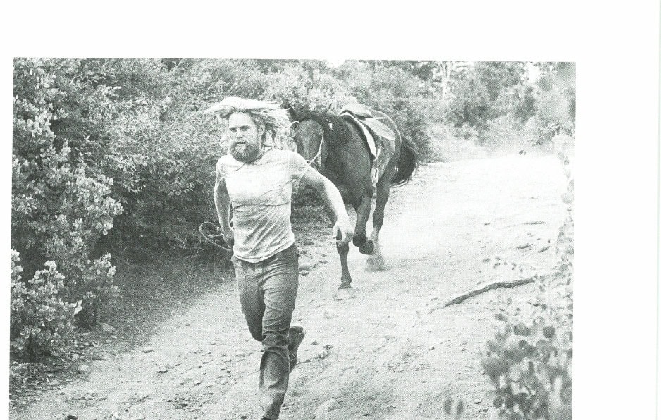 Gordy Ainsleigh giving his horse a break on the downhill into Michigan Bluff (56 miles) during the 1972 Western States 100-Mile One-Day Ride, back when he was still riding horses, two years before his famous 1974 run.
