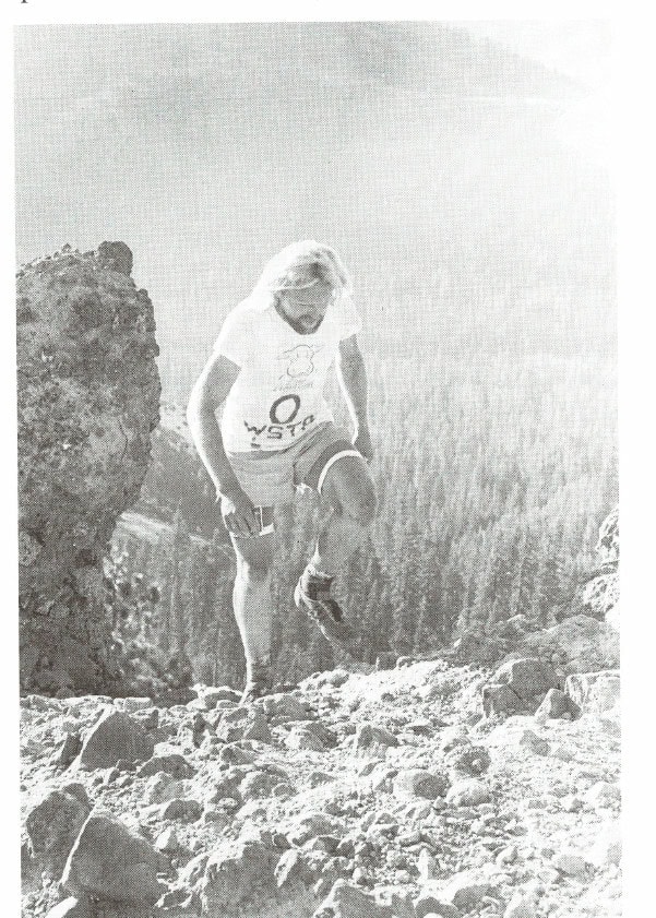 Gordy makes his way up Cougar Rock (mile 13) on the day that founded the sport of ultramarathon trail running, August 3, 1974.