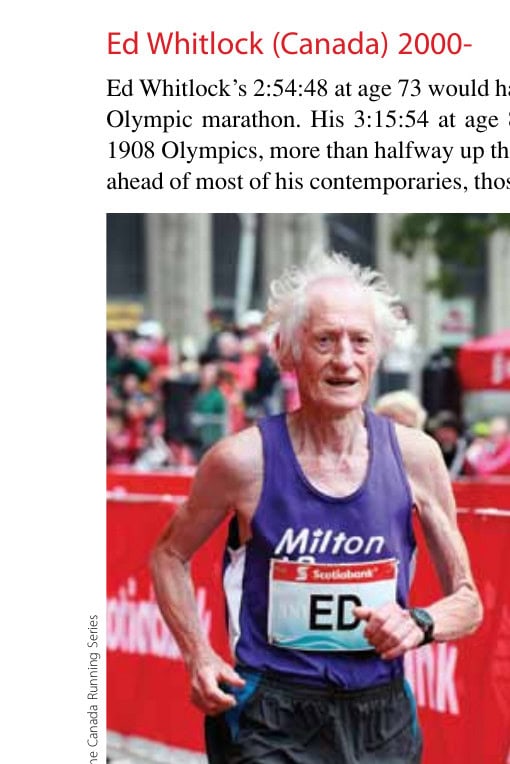 Ed Whitlock, the only one of the top 10 still making marathon history.