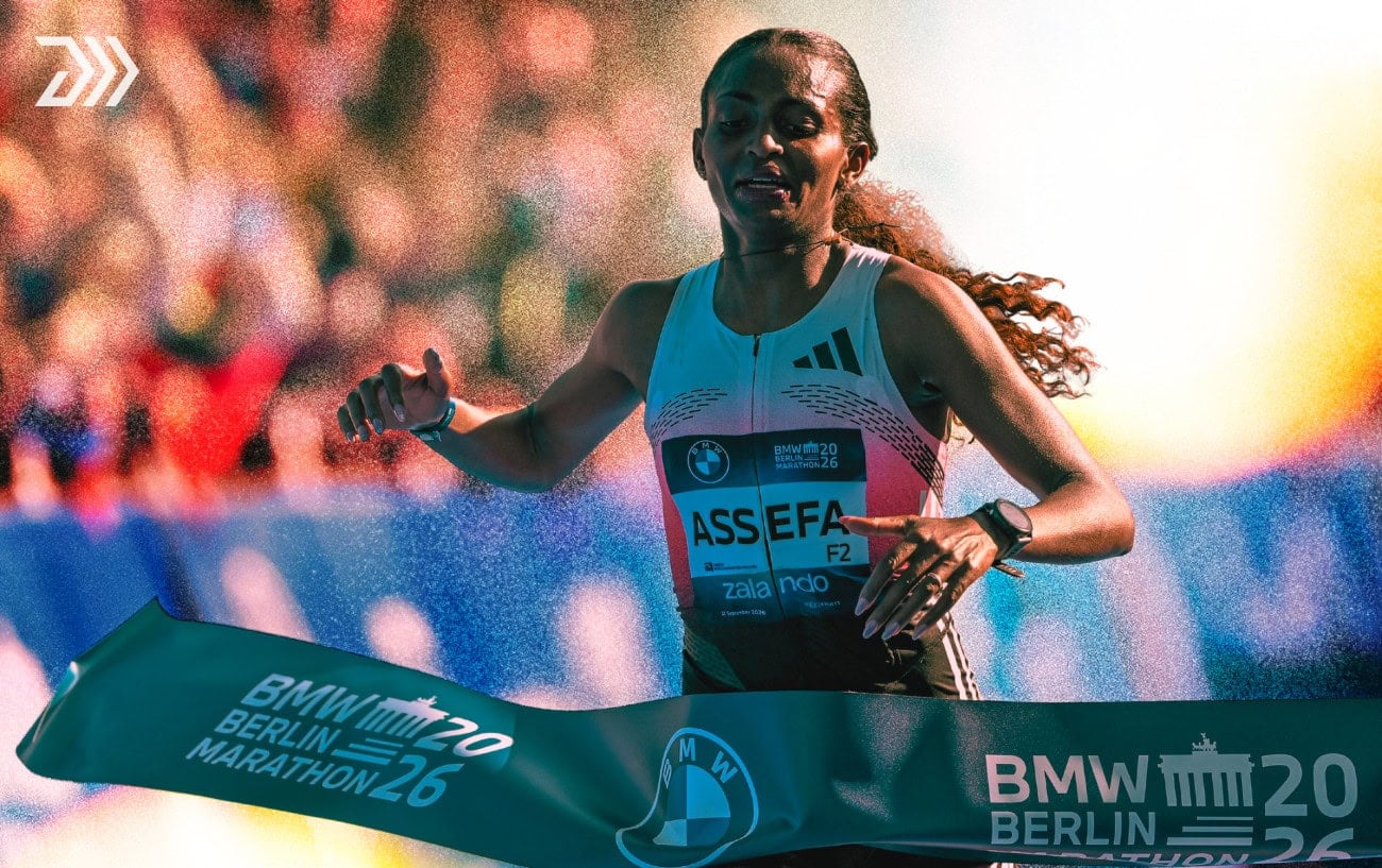 Tigst Assefa to Have Surgery in Munich on Her Injured Achilles 1 Tigst Assefa breaks the tape to win the 2026 Berlin Marathon in a course record of 2:11:04