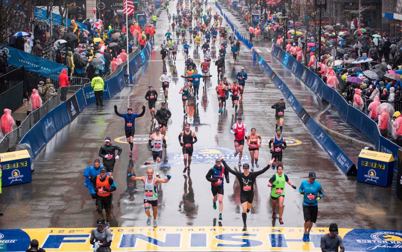 Finishers at the Boston marathon.