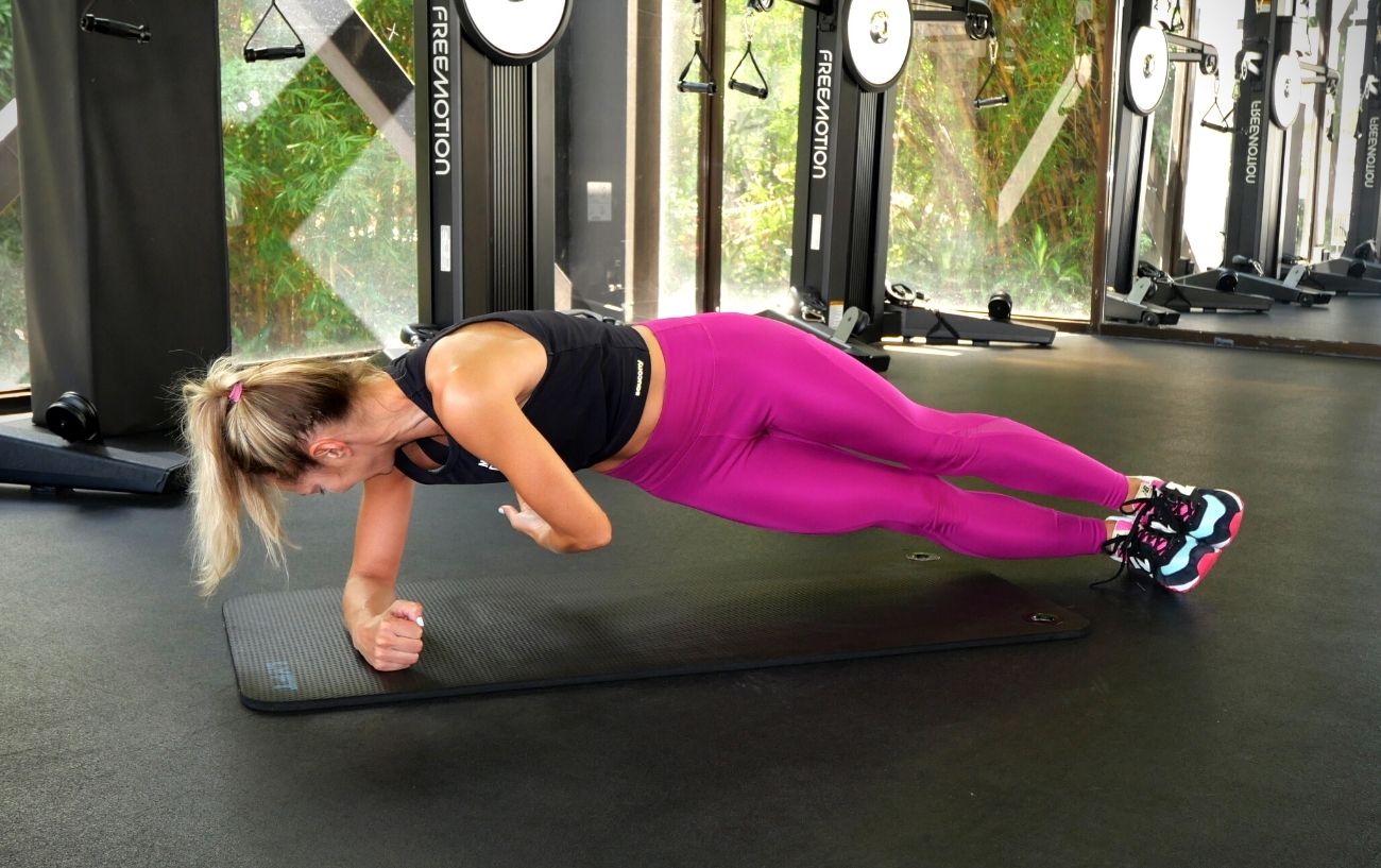 Side plank with rotation.