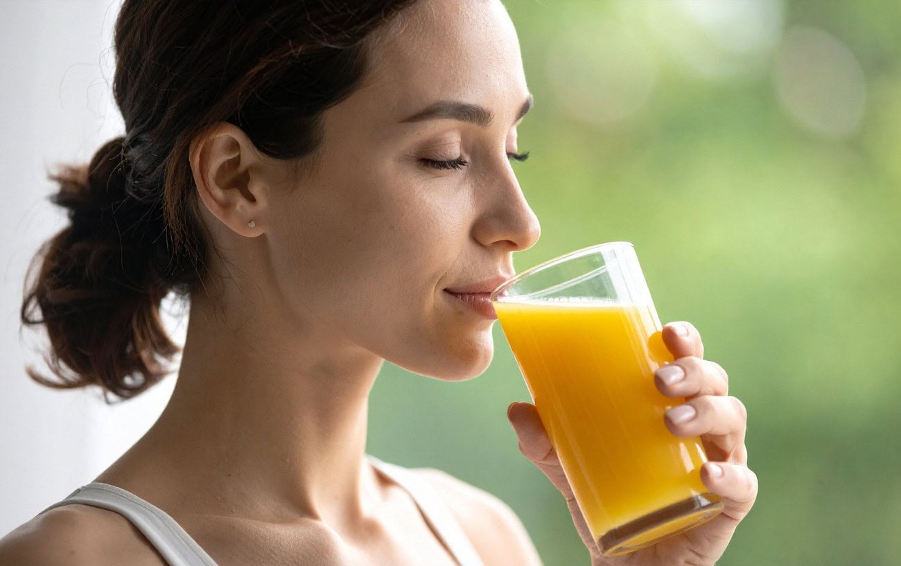 Iron Deficiency in Runners: Why It's Missed, How to Catch It, and What to Do About It 4 woman drinking a glass of orange juice.