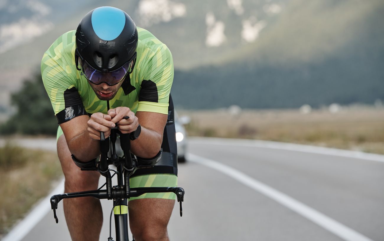 A person biking.