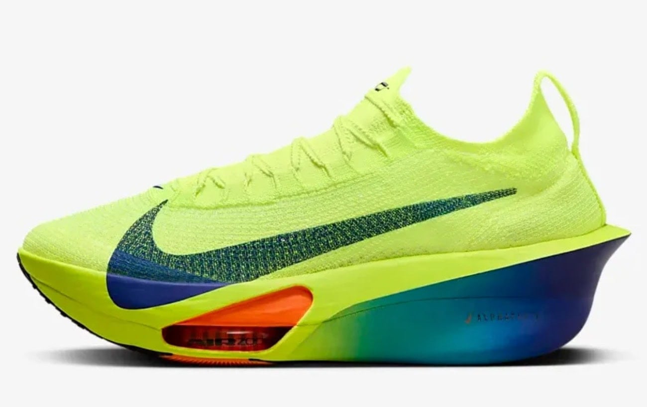 Bright yellow Nike running shoe