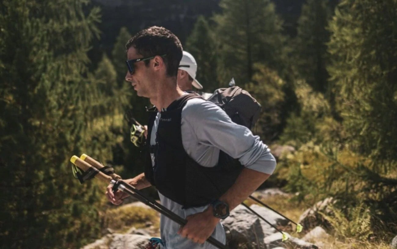 Runner navigating a mountainous trail.
