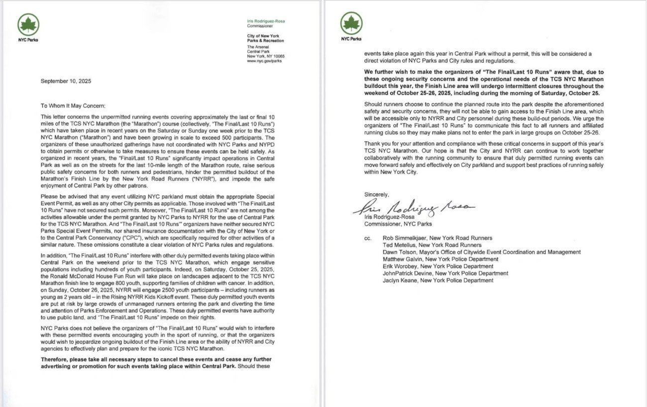 NYC Parks Department Bans ‘Last 10’ Pre-Marathon Shakeout Runs in Central Park 1 NYC Parks Department Bans ‘Last 10’ Pre-Marathon Shakeout Runs in Central Park 1