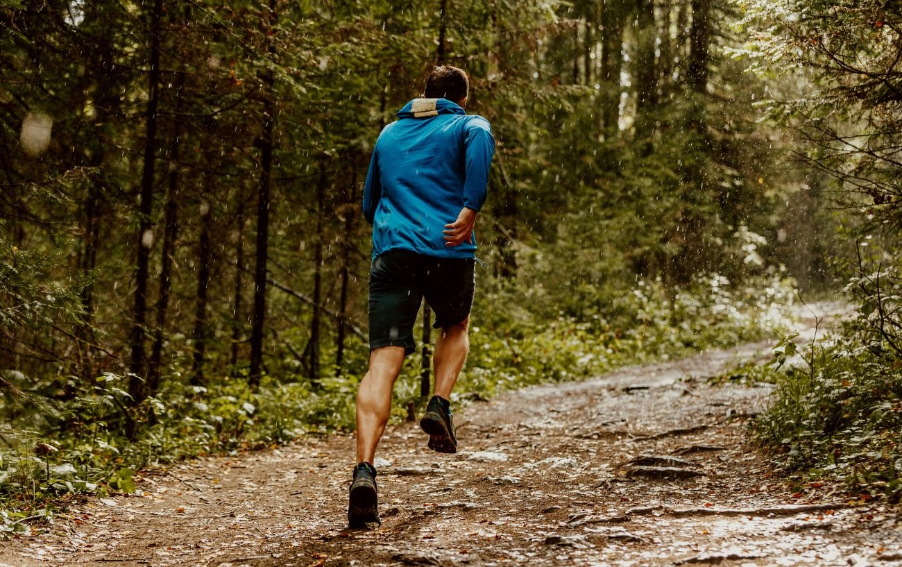 A person running in the mountain.