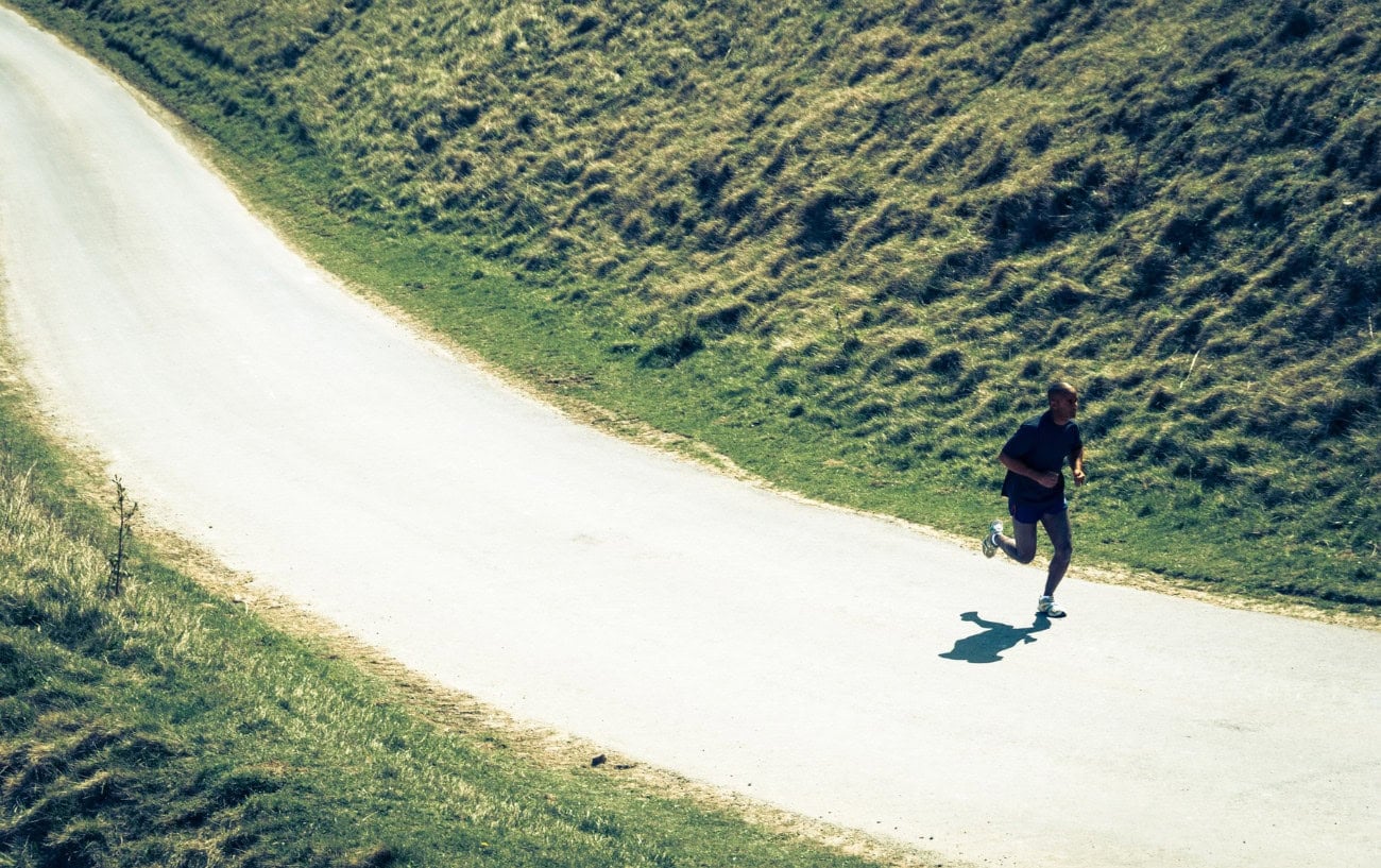 A man running on the road.