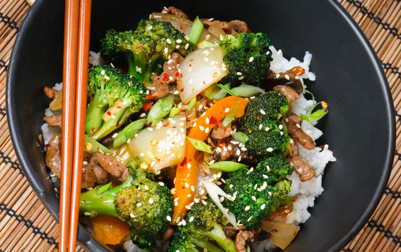 A rice and vegetable stir fry.