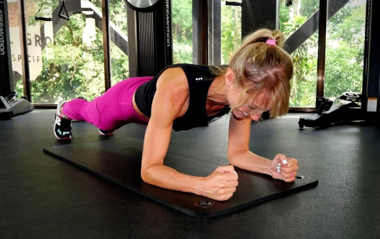 A person doing a plank.