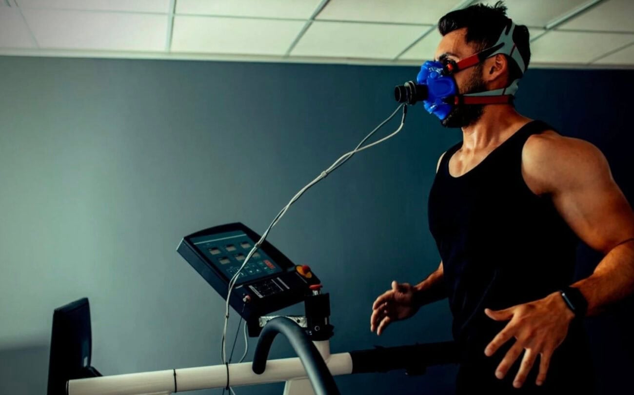 A person taking a vo2max test.