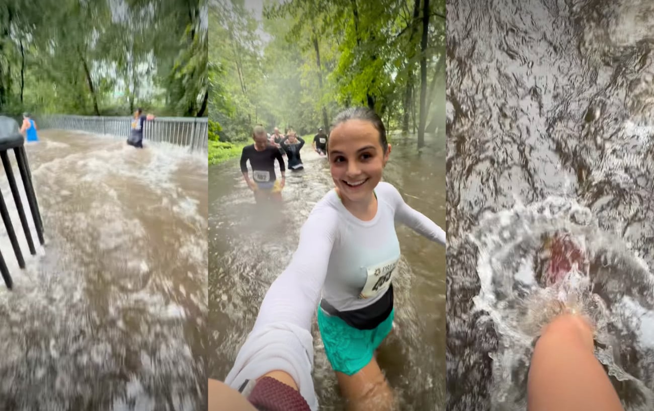 Runners Crossed Waist-Deep Water at the Racefaster Half Marathon 1