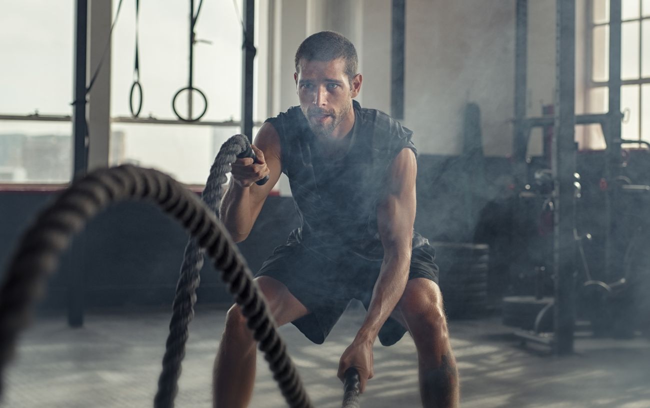 Battle rope exercise.