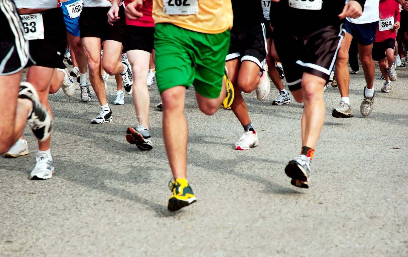 runner's legs as they complete a race