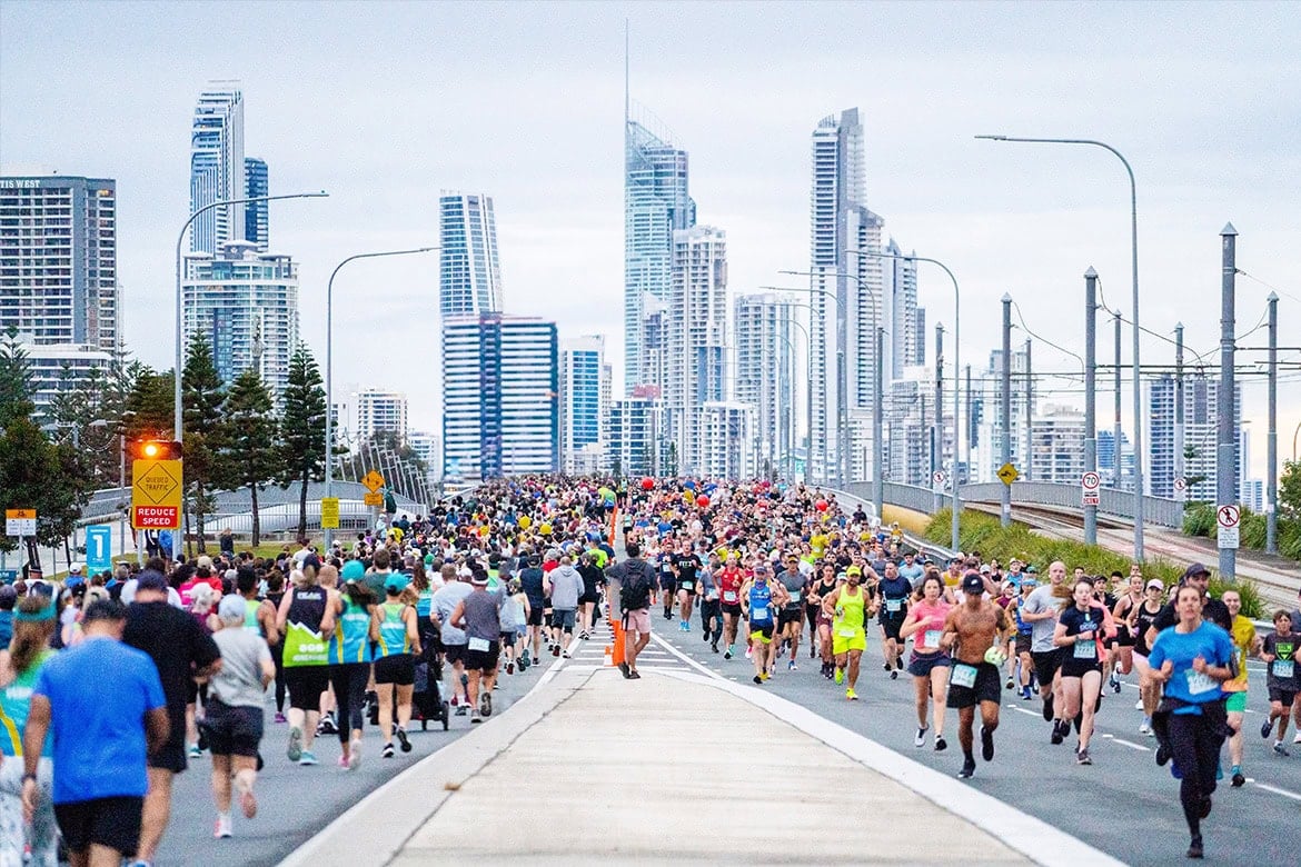 Runners running the The Gold Coast Marathon.