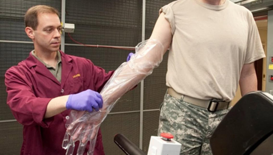 Sam Cheuvront conducting an Army sweat test
