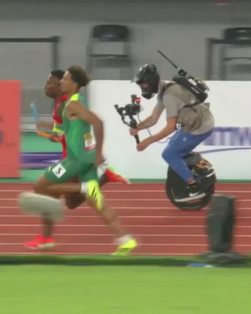 Unicycle Cameraman Steals Spotlight at World Athletics Relays 1